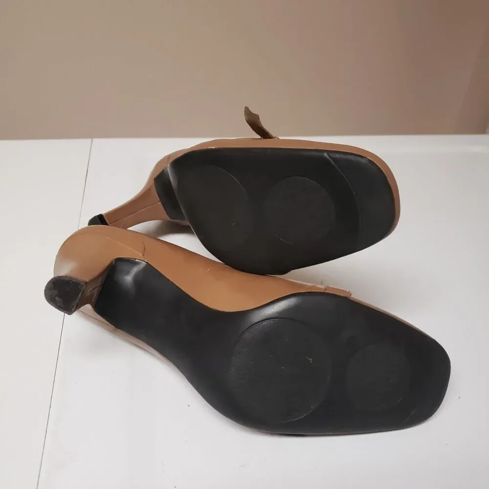 Nine West Penny Loafer Patent Leather Shoes Milk Chocolate Sz 10M PO Excel
